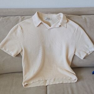 Madewell Johnny-Collar Short-Sleeve Sweater Polo